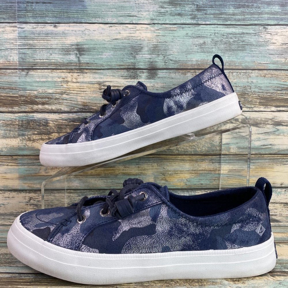 Sperry Crest Vibe Sneakers Womens Size 6.5M Blue Camo Print Slip On Casual Shoes - Picture 3 of 11